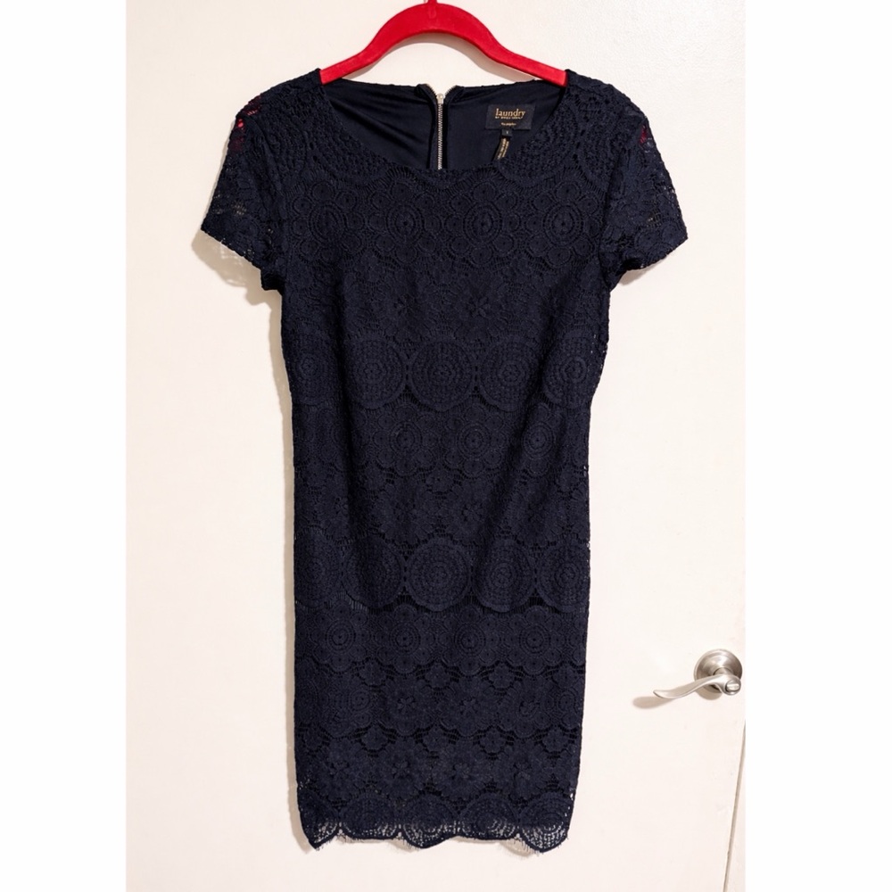Laundry By Shelli Segal Black Lace Sheath Mini Dress